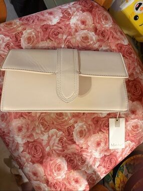 Women's Cream Clutch Bag – Minimal Leather Evening Bag